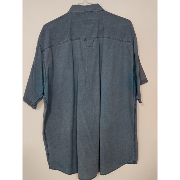 Against‎ The Elements Shirt Button Up Blue Heathered Fish Shark Pockets 2XL - Picture 3 of 11